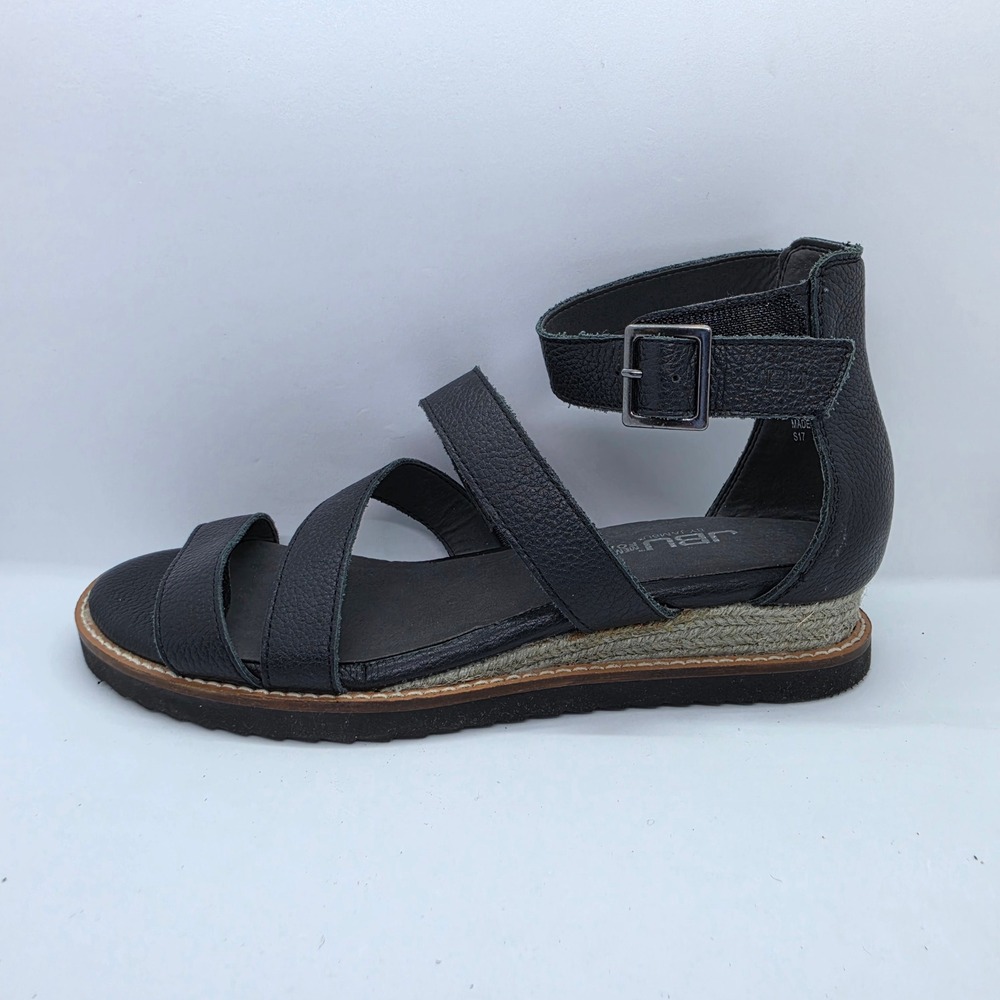 JBU by Jambu Riviera Black Leather Strappy Wedge Sandals JB17RIV01 Womens 6M - Picture 9 of 10